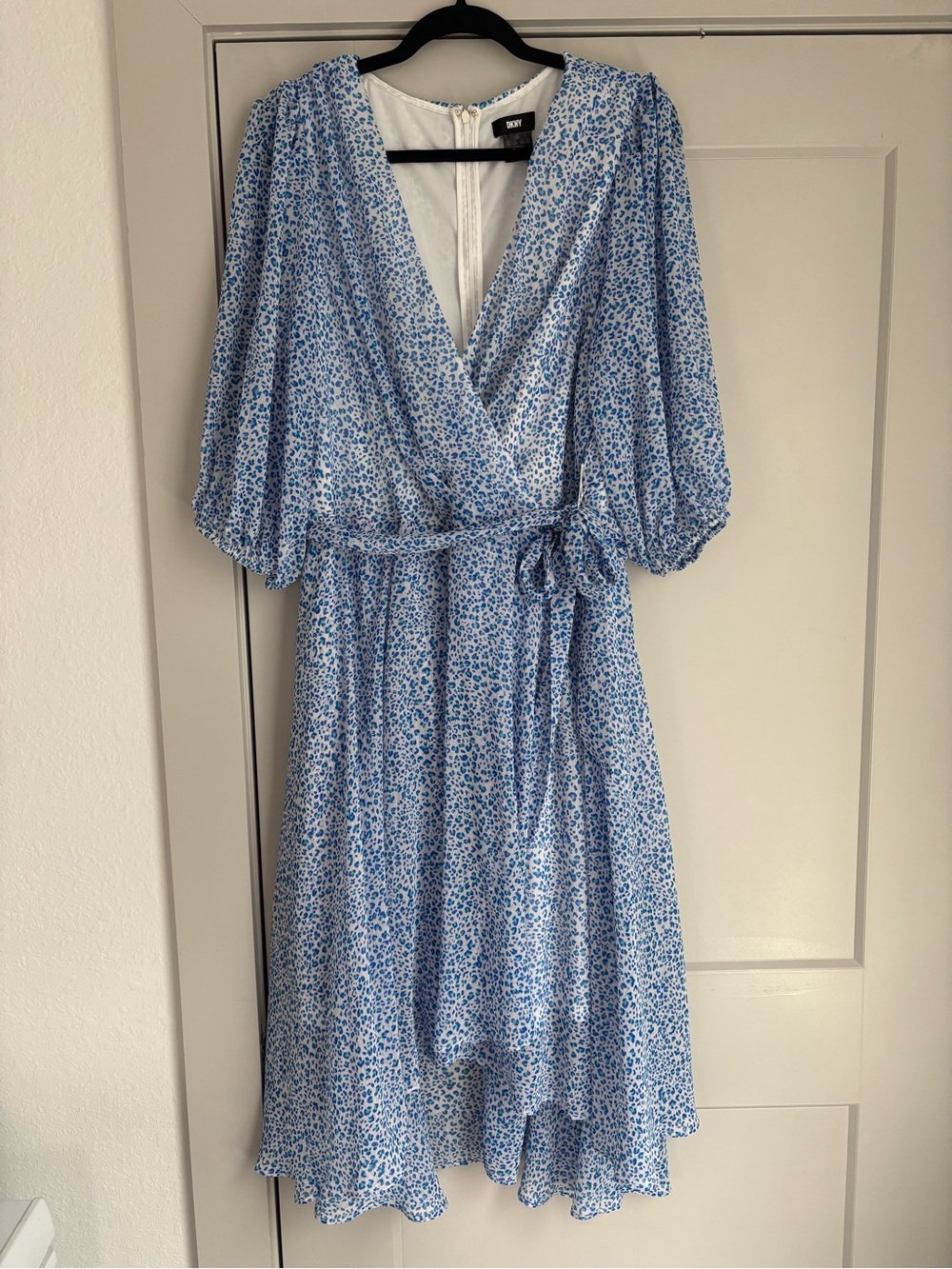 DKNY Blue and White Floral Midi Dress